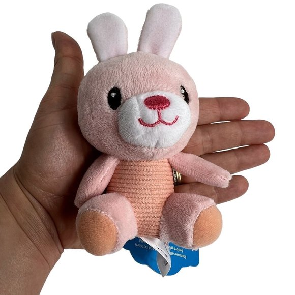 Spark Create Imagine Plush Rattle Pals Bunny Rabbit Stuffed Animal 4" Lovey Pink - Picture 12 of 12